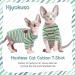 Shop Breathable Summer T-Shirts for Hairless Cats | Soft Stretchable Cotton Vests for Sphynx Cornish Rex & Devon Rex (4.4-5.5lbs) - Pet Pajama Jumpsuits in Green - Buy Online on GoSupps.com