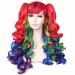 ColorGround Long Curly Cosplay Wig with 2 Ponytails(Rainbow Color)