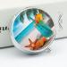 Round Pill Box Tropical Cocktail | 3 Compartment Metal Pill Organizer with Starfish Print | Portable Decorative Pocket Case - Style 21 - Buy Online on GoSupps.com