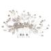Housoutil Bridal Hair Comb Hair Comb Flower Decor Pearl Headpiece Leaf Decor Rhinestone Trim Rhinestone Decor Hairbrushes for Woman Bridal Comb Tiara Bride Headdress Fine Alloy Pin