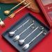 4 Pieces Stirring Spoons Forks New Year Series Coffee Spoons Dessert Forks Stainless Steel Material For Kitchen Eating Stainless Steel Fruit Forks golden green box - Buy Online on GoSupps.com