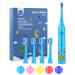 7AM2M Kids Electric Toothbrushes with 4 Brush Heads, 3 Modes with Memory, IPX7 Waterproof, 2 Minutes Build-in Smart Timer, Kids Toothbrushes Suitable Age 3+ (Blue)