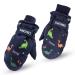 XIAOHAWANG Kids Ski Gloves Baby Boys Winter Dinosaur Glove Toddler Girls Waterproof Mittens 2-8 Years Navy Dinosaur 4-8 Years