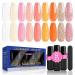 Lavender Violets 13 Pcs Gel Nail Polishes Set Spring White Pink Wedding French Nail Art Beige Rose Gold UV LED Soak Off With Base Coat Matte n No Wipe Top Coat Nail File Manicure C963A Sunset Rose Gold