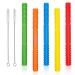 SLGOL Hollow Teether Tube(6.8'' Long) 5 Pack Chew Straw Teething Toys for Infant Toddlers Silicone Tubes Teething Sticks for Babies 3-12 Months BPA Free