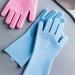 BAMFY 3 Pairs Silicone Dishwashing Gloves Reusable Sponge Cleaning Brush Kitchen Rubber Gloves for Dishes Housework Cars Washing Up Gloves (Color : Blue Size : 120g) - Buy Online on GoSupps.com