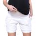 Mija - Maternity Shorts Pants Trousers with Over Bump Panel 1047 6 White