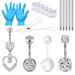 DJCIW Belly Button Ring Piercing Kit,Belly Button Piercing Kit Stainless Steel 14G Belly Button Rings Piercing Needles Disposable Piercing Clamps Set Navel Belly Silver 1-sillver-13pcs