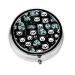 Black and White Panda Faceround Pill Box 3 Compartment Round Pill Box Organizer # Portable Travel Pill Box for Traveling.