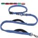 Vivaglory free-handed dog leash with double anti-shock bungees and padded handles reflective waist running leash for training jogging for medium large dogs navy blau-Schwarz M: fits the waist 83-147cm navy/black