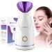 Nano Ionic Facial Steamer, Professional Facial Steamer for Deep Cleaning - Kingsteam Portable Facial Vaporizador, with Aromatherapy Kit and Blackhead Removal Tools, for Home Facial Sauna Spa (Purple)