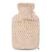 Premium hot bottle 2 liters of natural gummi with a soft synthetic fur cover with zipper bed bottle heat bottle - BS1970: 2012 certified - new model (beige)