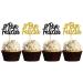 MonMon & Craft Bye Felicia Cupcake Toppers - Retirement Job Change Cupcake Toppers - Farewell Party Sign Dessert Decor Going Away Graduation Divorce Party Decorations Black Gold Glitter - 24 Pcs