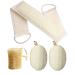 4 in 1 Exfoliating Natural Loofah Back Scrubber Set Luffa Sponge(Short) Loofah Back Scrubber and 2 Loofah Pads for Deep Clean&Invigorate Your Skin Loofah Exfoliating Scrubber Set for Women and Men