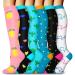 Blongw compression stockings for men 6 pairs of knee socks Support stockings compression socks for sports flight running travel cycling A2-Assorted 11 L-XL