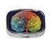 Four Season Tree Printing 2 Compartment Small Pill Case Cute Small Pill Box Purse Pill Boxs Travel Pill Organizer for Pocket Purse and Travel Gifts