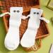 Novelty Magnetic Suction 3D Doll Couple Socks | Funny Holding Hands Design | Breathable Cotton | 1 Pair White - Buy Online on GoSupps.com