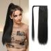 Oefei 24-Inch Black Long Straight Synthetic Ponytail Extension with Velcro Fastener Natural Braid Hairpiece for Women - Buy Online on GoSupps.com