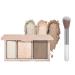JUTQUT Highlighter Contour Palette 2 in 1 Matte Shimmer Highlight Contouring Powder Shapes and Brightens Glow Finish Face Makeup With Brush Vegan #01 1 G (1 Pack)