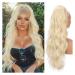 Ponytail Extensions Brown Drawstring Ponytail Clip in Hairpiece Synthetic Long Wavy Ponytail Extensions for Black Women Omber Blond Ash for Women(Color:Blonde)