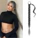 BARSDAR 66cm long braided ponytail extension rubber just wrapped braid hair extensions ponytail DIY natural soft synthetic hair part for women 66cm (pack of 1) black ombre gray