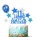 Elicola 11th Birthday Cake Toppers Blue Happy 11th Happy Birthday Cake Topper Glitter with Star Topper and Confetti Balloons for Eleven Years Old Mens Boys Birthday Party Decoration Supplies