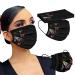 Zewuai 10-100PC Adult Women Butterfly Print Black Disposable Face_Mask 3Ply Non-Woven Breathable Face Bandana- Made in US. B-10pc