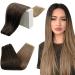 Runature treat real hair balayage sew in Weft dark brown with medium brown and ashblond balayage real hair treat extensions ombre hairpress real hair long 50cm 20 inch 100g #2/6/18 50cm 2-stresses #2/6/18