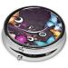 Butterflies Round Pill Box - 3 Compartment Mini Decorative Travel Organizer for Tablets Vitamins & Medicine - Buy Online on GoSupps.com