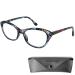 Mini glasses cateye reading glasses with free case plastic glasses frame colorful with spring hinge reading aid women flowers pattern blue 1.0 dioptria