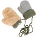 Buy Cute Cartoon Winter Mittens for Kids | Warm Knitted Gloves for 1-5 Years Old - Gray - International Shipping - Buy Online on GoSupps.com