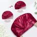 Arqumi Reusable Shower Cap with Ribbon Bow - Waterproof Double-Layer Hair Bonnet for Women Men - Wine Red - Buy Online on GoSupps.com