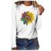 tsaChick Women's Oversized Sweatshirt Clearance Autumn Winter Slim Sunflower Long Sleeve Shirt S-XXL Custom Hoodie Female Crew Neck Knit Overall Women's Hoodies WYF45 White 105 S