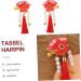 Beavorty 1 Pair hair accessories festival red hairpins new year red hairpins Chinese Style Hair Clips new year floral hair clips styling hair clips clip girl child tassel Acrylic - Buy Online on GoSupps.com