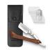 St rtebekker razor with wooden handle in the handmade leather case including alum pencil - including rasurguide 10 sharp blades - gift idea set - wet razing wood - black - black