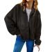 Hanxiulin coat plush jacket hoodie jacket oversize winter coat women cardigan on both sides transition jacket ladies trench coat synthetic fur warm cozy jacket winter jacket l black