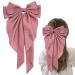 Hair Bow Pink Big Hair Bows for Women Solid Color Bow Hair Clips with Long Ribbon French Pink Bow Hair Clip Soft Satin Silky Hair Bows Cute Gifts for Women Girls (Pink)