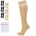 360 RELIEF - Flight Compression Socks Supports | Blood Circulation Travel Work S-M Beige with 2 White lines