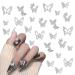 NICENEEDED Butterfly Nail Charms Silver 3D Crystal Rhinestone Nail Art Bows Mini Cute Nail Art Decorations for Women Girls Manicure Design DIY Craft