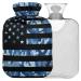 Naanle vintage camouflage American flag hot water bottle with reference transparent hot water bottle 1l heat bottle for bed hand feet warmer pain relief heat and cold therapy