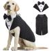 Kuoser Dog Smoking Suit & Bandana Set Pet Fomal Clothes Dogs Mantel with Removable Flying Dog Suit Puppy Costume Shirt For Wedding Halloween Birthday Party S-XXL XL Recare Length: 51 cm Striped