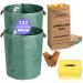 Lawn and Leaf Bags Kit with 5 PCS 30 Gallon Large Kraft Paper Bags and 2 PCS 132 Gallon Reusable Heavy Duty Garden Bag and Leaf Scoops | 2-Ply Large Kraft Paper Bags | Waste Bag for Home and Garden