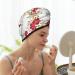 Buy Hair Towel Wrap | Quick-Dry Turban with Button | Home Sweet Home Floral Design Ideal for Fast Hair Drying - Buy Online on GoSupps.com