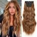 YDDM Hair Extensions Clip in Extensions Wavy hair extension with clips full of heads like real hair hair exension clips cheap clip extensions synthetic hair part for women (24zoll 4pcs) 24 inch p30/26d#