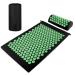 Magrimaxio Acupressureatta with pillow acupuncture mat spiked mat acupuncture mat with a carrying bag nail mat set for relaxation for massage pain relief compression meditation (green)