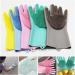 Silicone Dishwashing Scrubber Dish Washing Sponge Rubber Scrub Gloves 1 Pair Washing Bowls Gloves Tools 1 Pair Green - Buy Online on GoSupps.com