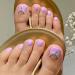 MISUD Press on Toenails Glossy Fake Toenails Purple Glue on Toenails French Tip Acrylic Toenails Bling Glitter Stick on Short Artificial False Toenails with 3D Rhinestone Design Full Cover Press-on ToeNails for Women 24p...