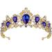 Didder Baroque Vintage Rhinestone Tiara  Blue Royal Crystal Tiaras for Women Gold Princess Crown Tiaras for Girls Bridal Hair Accessories for Wedding/Prom/Pageant/Birthday/Party/Photography