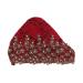 Muslim turban caps vintage-embroidered floral lace stretch turban head wrap for the daily use of women red wine headbands