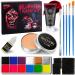 AFFLANO Special Effects Stage Halloween Makeup Set All-In-1 SFX Makeup Kit-Face Body Painting+Fake Scar Wax+Coagulated Blood+Sponge+Spatula+Extension Oil Zombie Festival Theatrical Wound Modeling Scar
